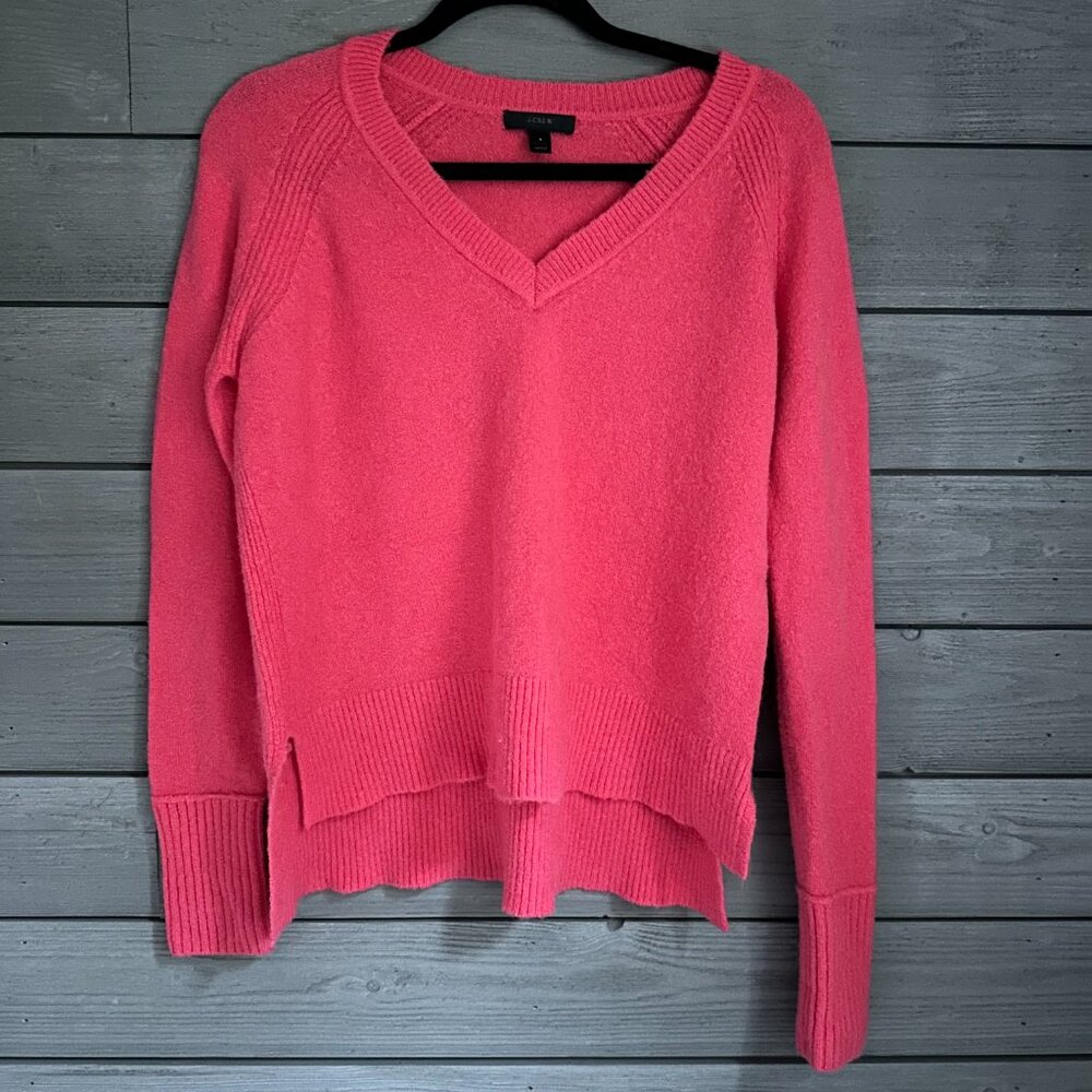 J Crew Sweater V-Neck Supersoft Yarn Merino Wool Pink Size Small